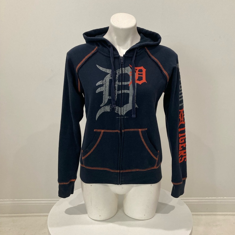NEW MLB Genuine Merchandise Detroit Tigers Navy Zip Up Hoodie S